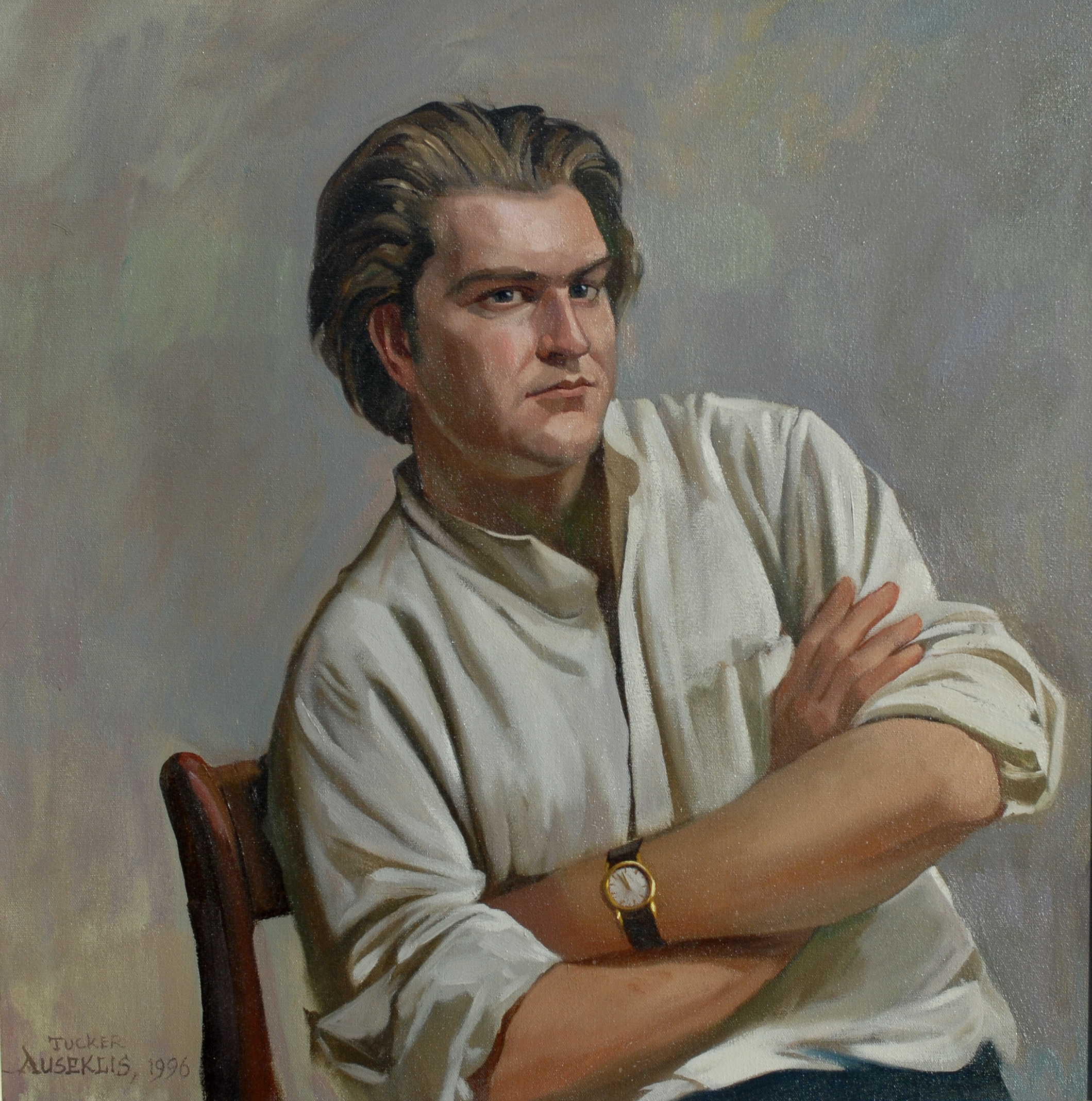 Read more about the article Portrait of Tucker Fitz-Hugh by Auseklis Ozols, 1996. Oil on Linen